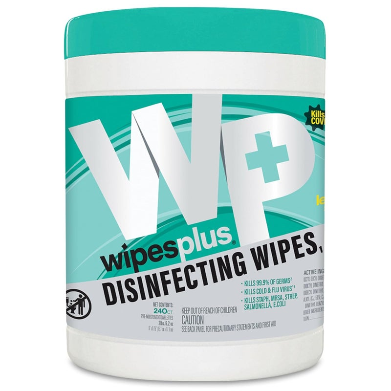 WIPESPLUS Disinfecting Surface Wipes Canister Bleach Free with Lemon Scent for Home and Business, 240 Count - Image 1